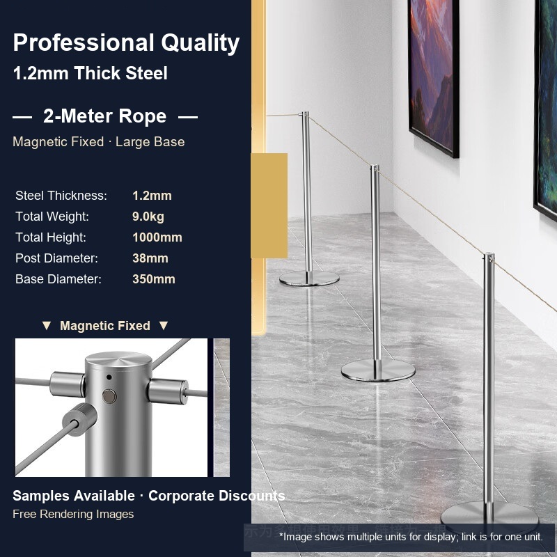 Premium museum stanchion set - stainless steel queue cord stanchion for museums and galleries